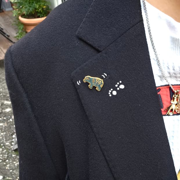 터키쉬블루 에스닉 베어 부토니에핀