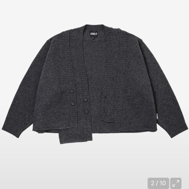 아조바이아조 더블 버튼 니트 가디건 L 다크 그레이
