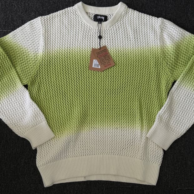 [XL] 스투시 피그먼트 다이드 루즈 게이지 스웨터 브라이트 그린