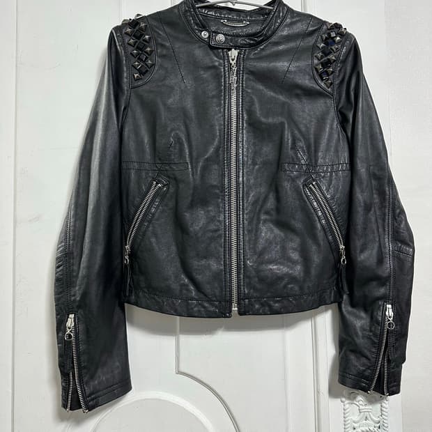 페이스커넥션 스터드 램스킨 바이커자켓