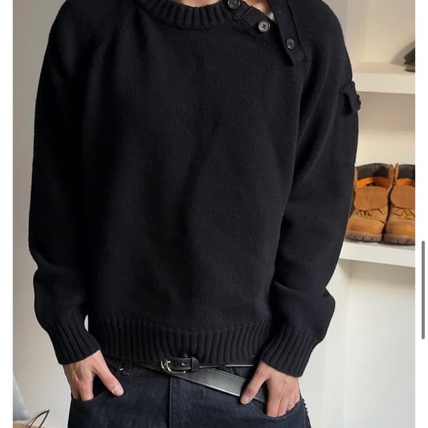 1size)포그서비스 밀리터리 헨리넥 니트