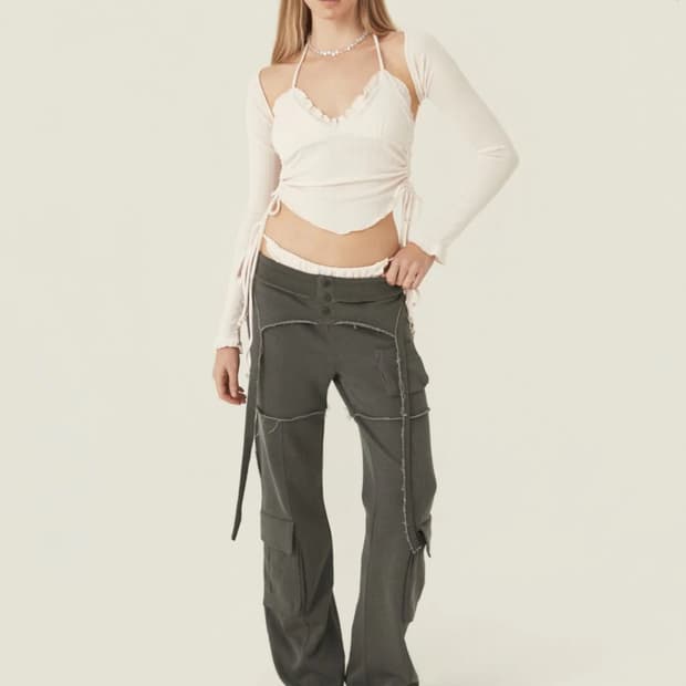 쓰리타임즈 Jenna cargo pants 차콜 S