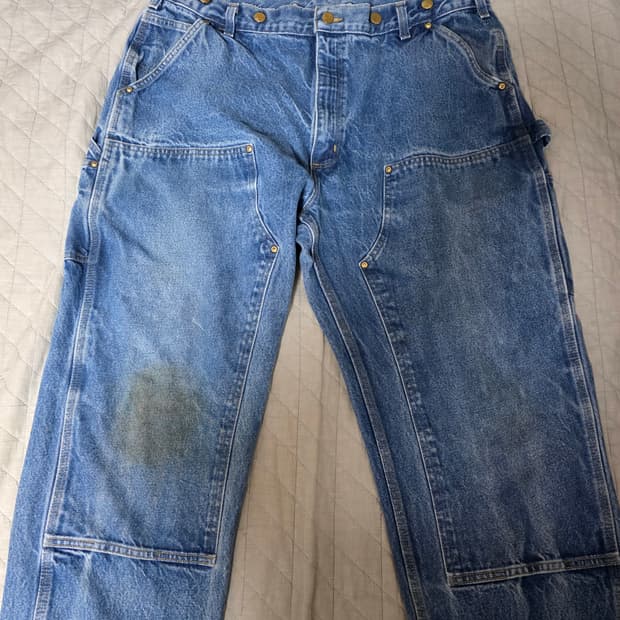 [40X30] 빈티지 칼하트 더블니 B07 DNM 데님팬츠 스테인 B14