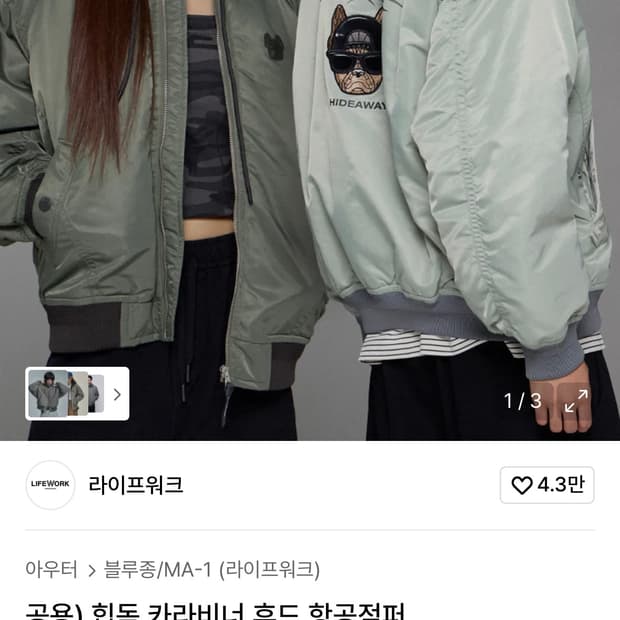 라이프워크 항공점퍼 