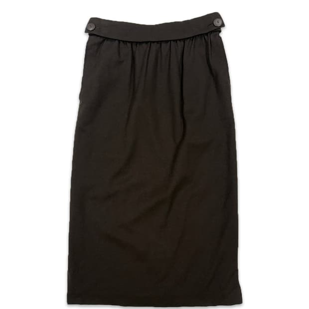 빈티지 LAUTRE AMONT 브라운 단추 디테일 롱 스커트