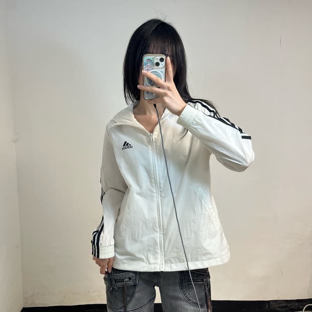 Adidas white windbreaker