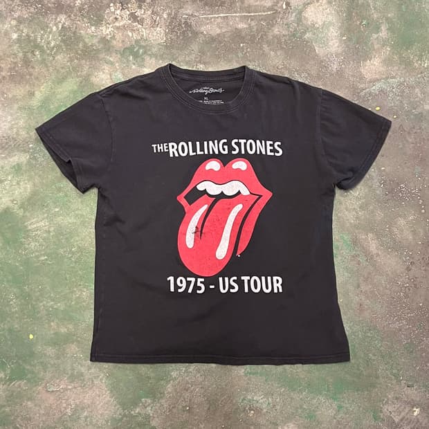 [95] 롤링스톤즈 투어 1975 텅 로고 밴드 반팔 그래픽 티셔츠