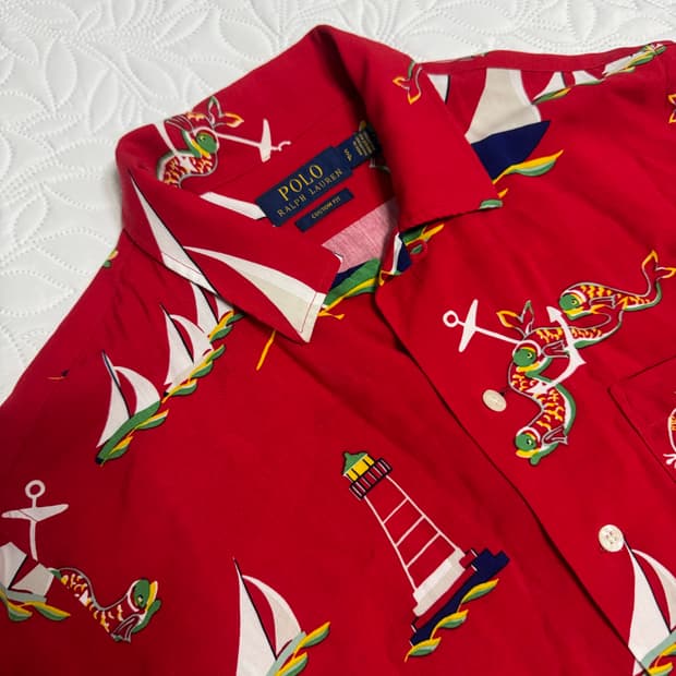 폴로 랄프로렌 / 하와이안셔츠 / 레드 / S 커스텀핏