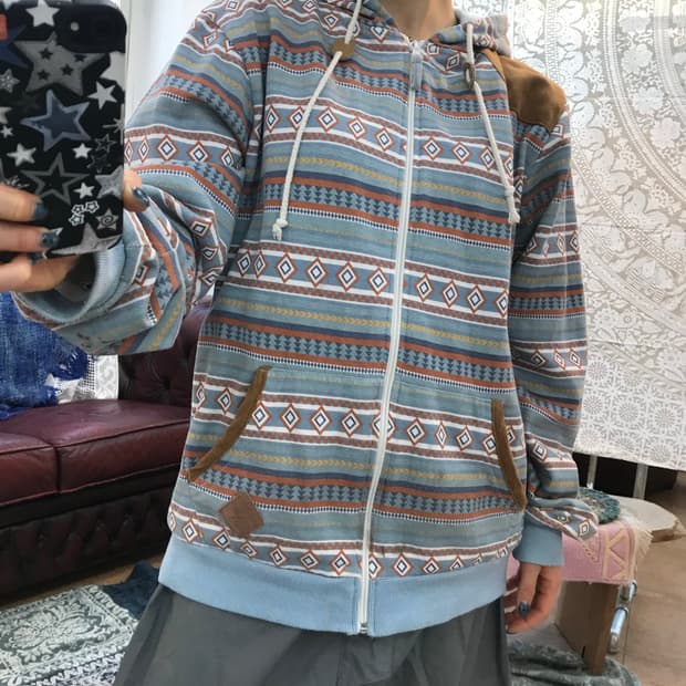 빈티지 soulstar 에스닉 패턴 기모 후드집업 