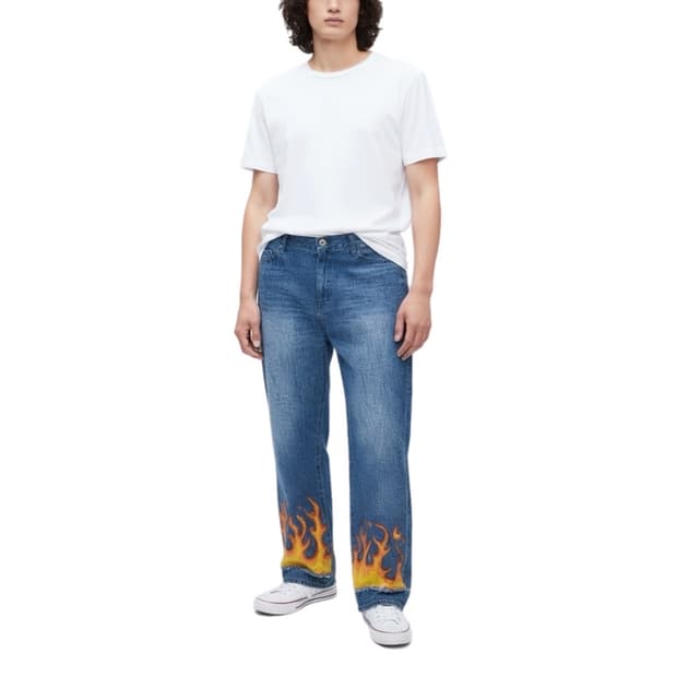레이지블루 / 화이어프레임 페인팅 커스텀 데님팬츠