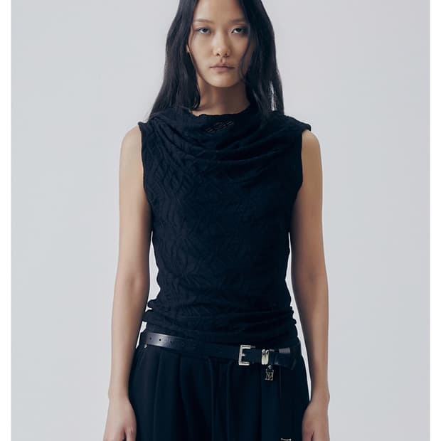 트리밍버드 Jacquard Sleeveless Hooded Top