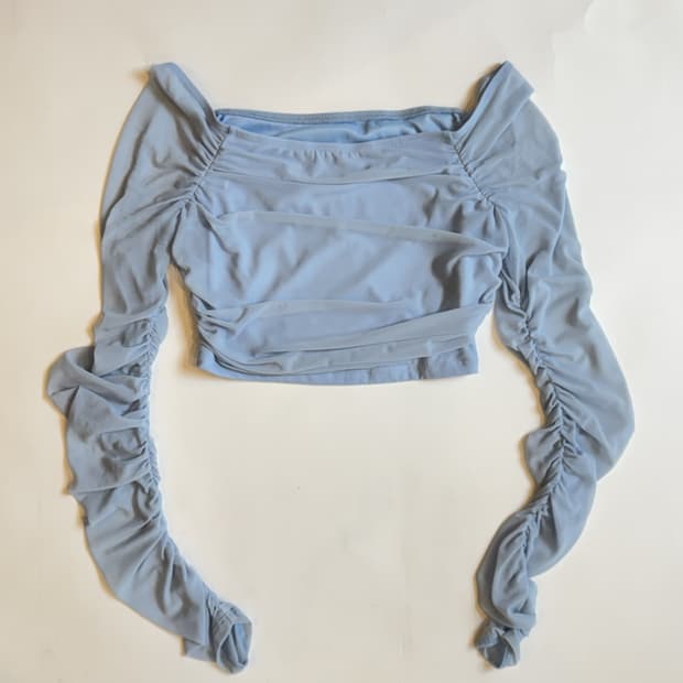 RUCHED OFF-SHOULDER CROP TOP