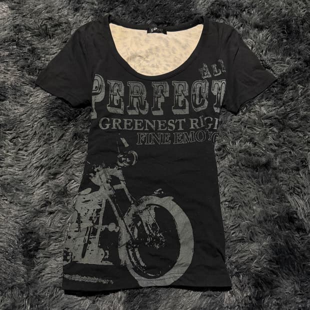 모터사이클 프린팅 거미줄 등판 y2k 반팔 티셔츠 