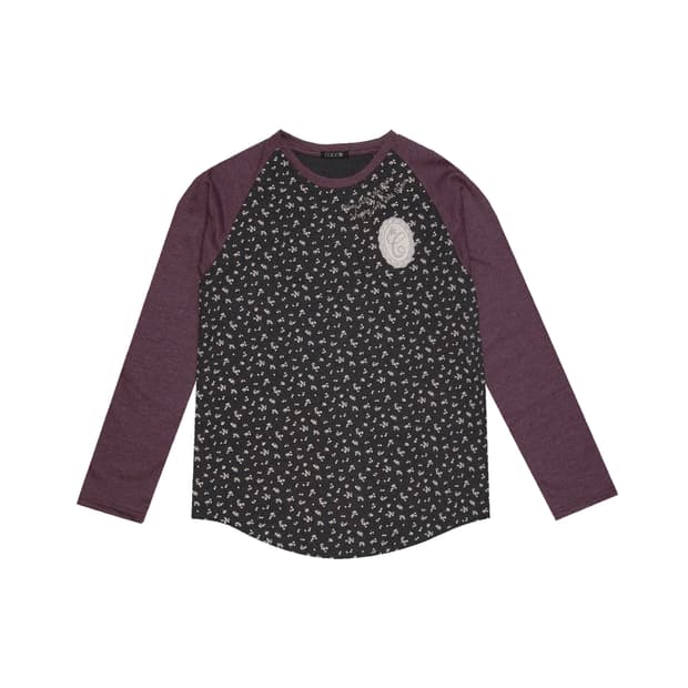 콜로신스 슬립웰 티셔츠 와인 블랙 플라워