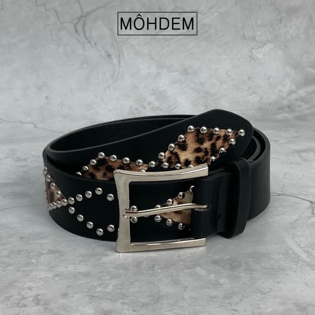 [Unisex] 호피 찡 레오파드 스터드 벨트
