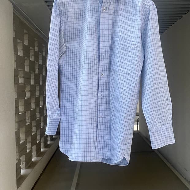 [최고급] 에르메네질도 제냐(Zegna) 블루 체크 드레스 셔츠 (105