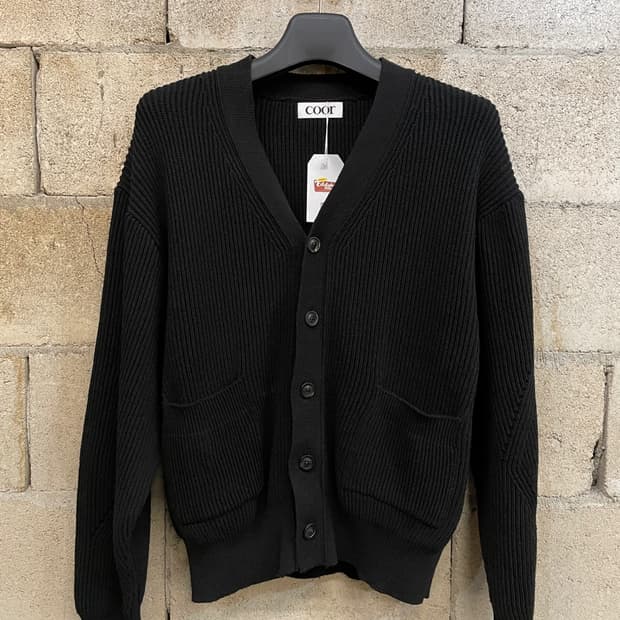 쿠어 브이넥 헤비 코튼 가디건 