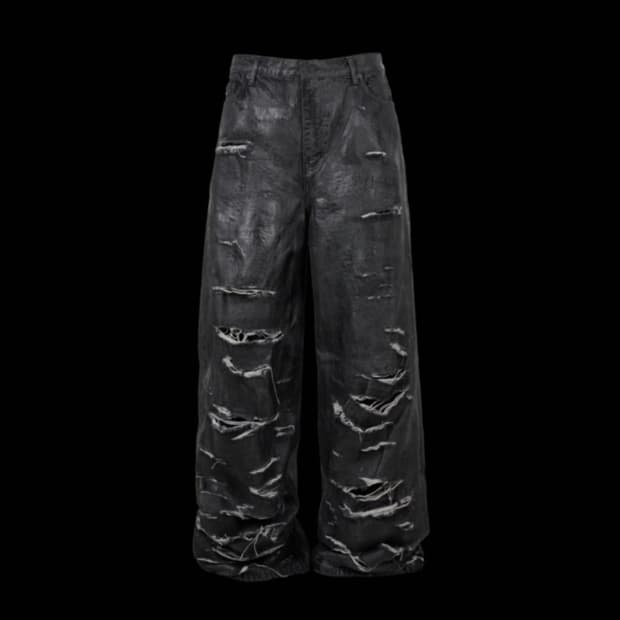 MULTI DISTRESSED COATING BAGGY JEANS 