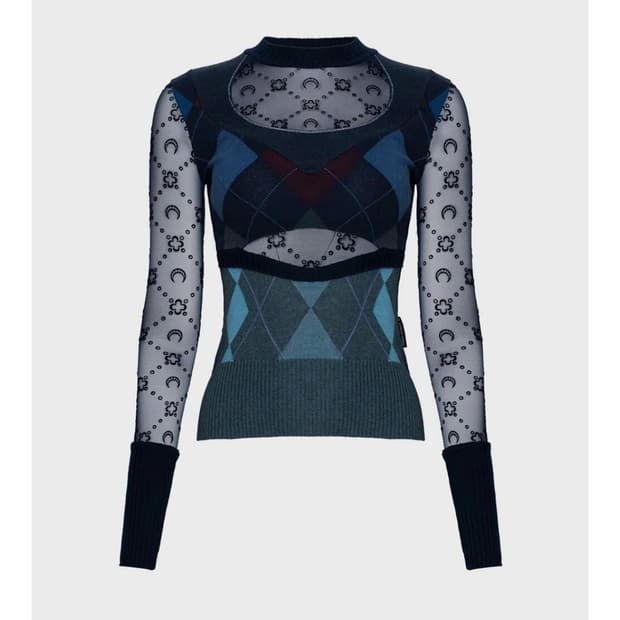 (새상품) 마린세르 업사이클드 아가일 니트 M