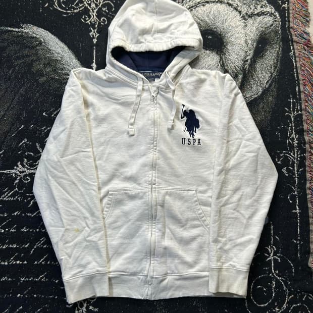 유에스 폴로 에센 빅 로고 집업 후드 집업