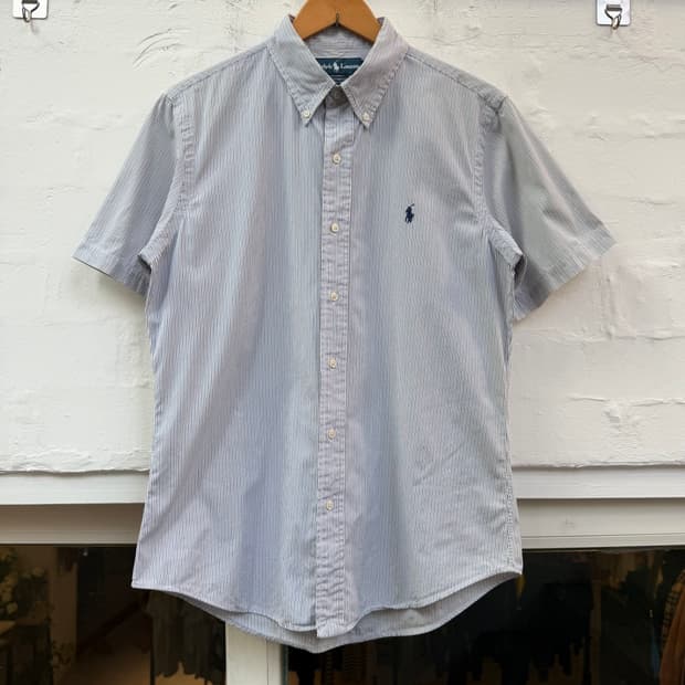 Ralph Lauren 커스텀핏 스트라이프 버튼다운 반팔셔츠 42