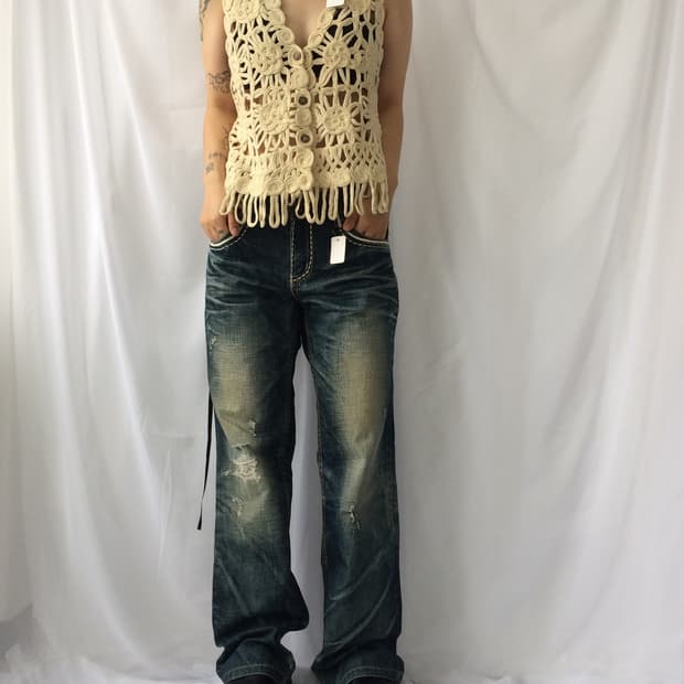 Fringe point crochet vest