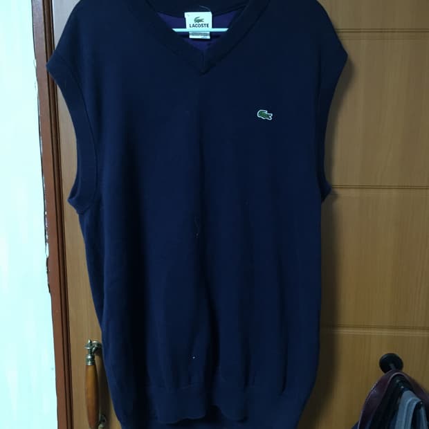 라코스테 니트조끼 프레피룩 코디 