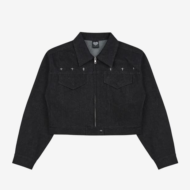 러브이즈트루 dn crop denim jaket black
