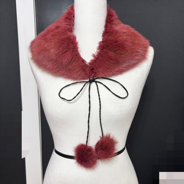 천연 밍크퍼 방울 카라/상태최상