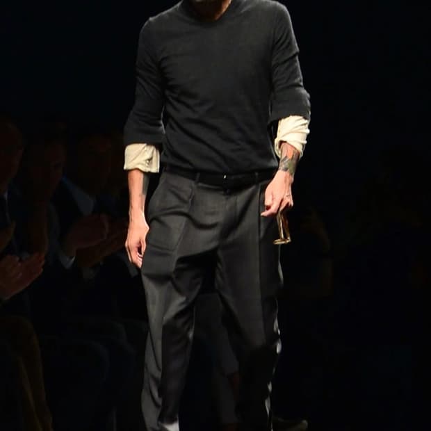 Ermenegildo Zegna 헤링본 더블 브레스티드 롱 코트