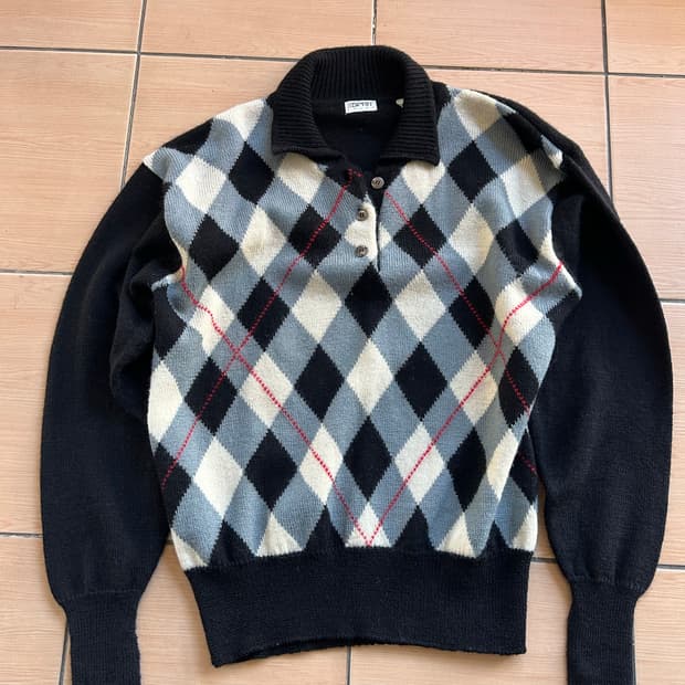 빈티지 아가일패턴 울니트