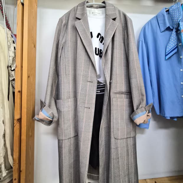 잇미샤 체크롱자켓. 자켓트렌치