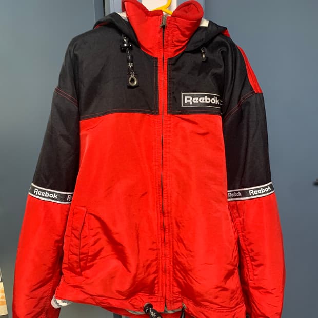 리복 바람막이 자켓 레드블랙 100