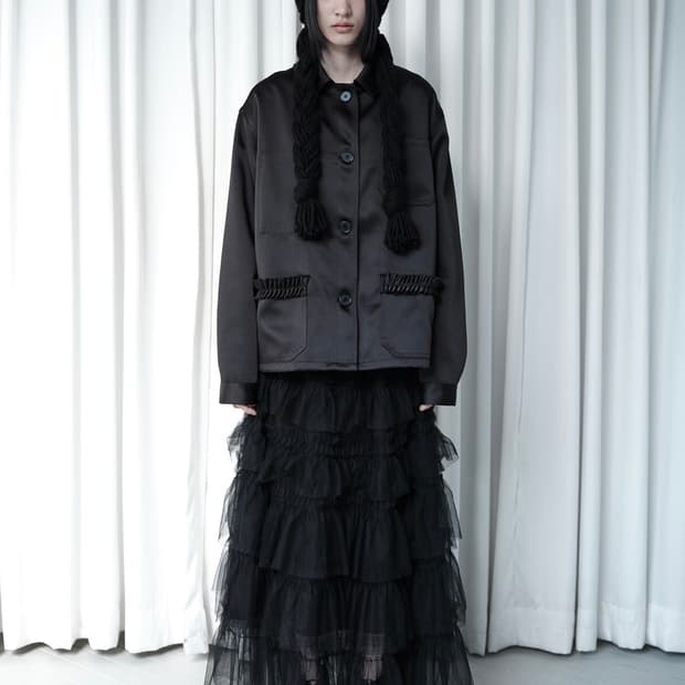 생긴스튜디오 TULLE TIERED LONG SKIRT - BLACK