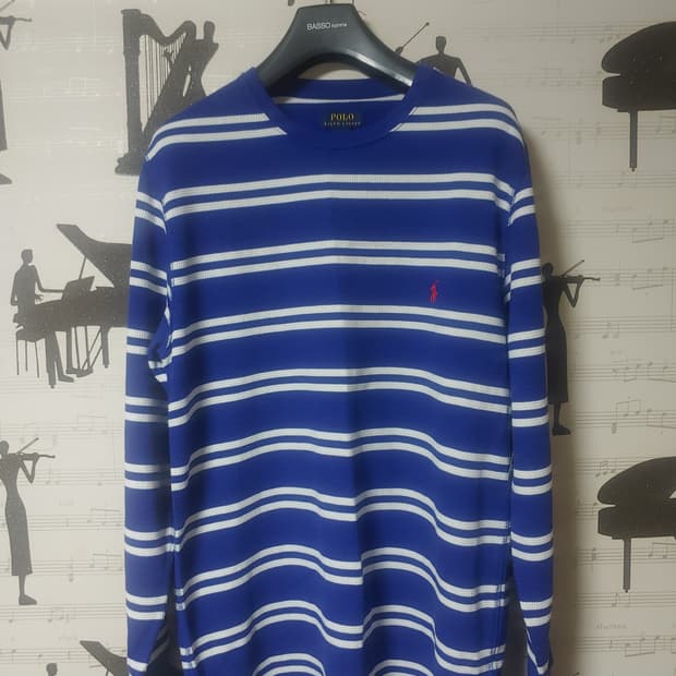 (새제품)  폴로 랄프로렌 스트라이프 블루 티셔츠 L사이즈 택○