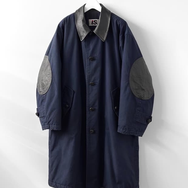 (Rare)80s 이세이 미야케 스포츠 레더 디테일 코트