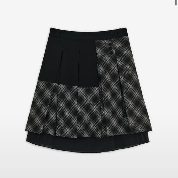 허그유어스킨 체크 플리츠 미디 스커트 2사이즈