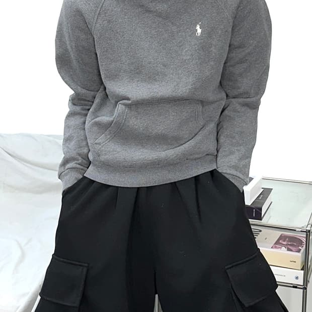 폴로 랄프로렌 딥그레이 후드티 M