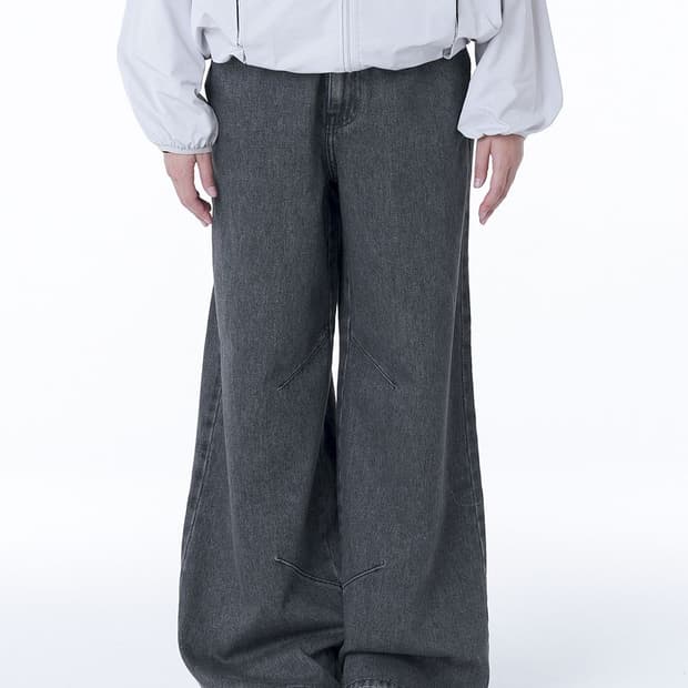 미세키서울 포켓 데님 와이드팬츠 차콜