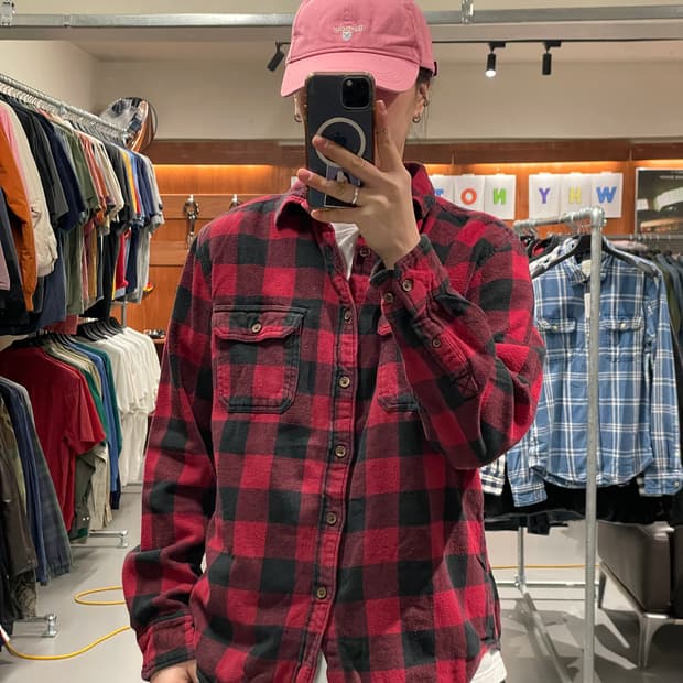 빈티지 체크 플란넬 셔츠  