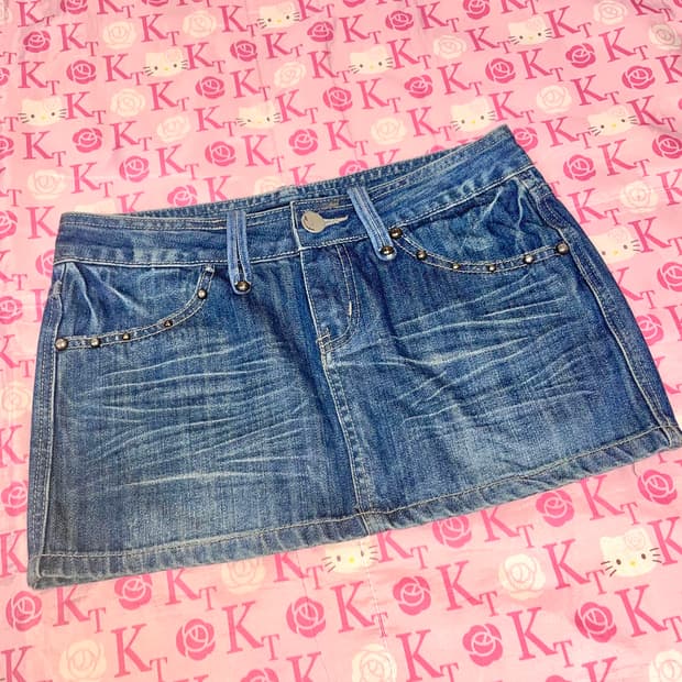 빈티지 데님 숏 스커트 청