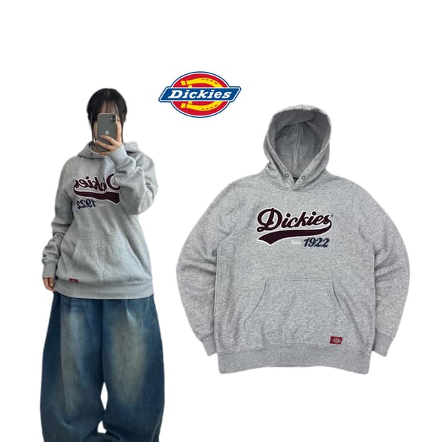 디키즈 아치로고 후드티 그레이