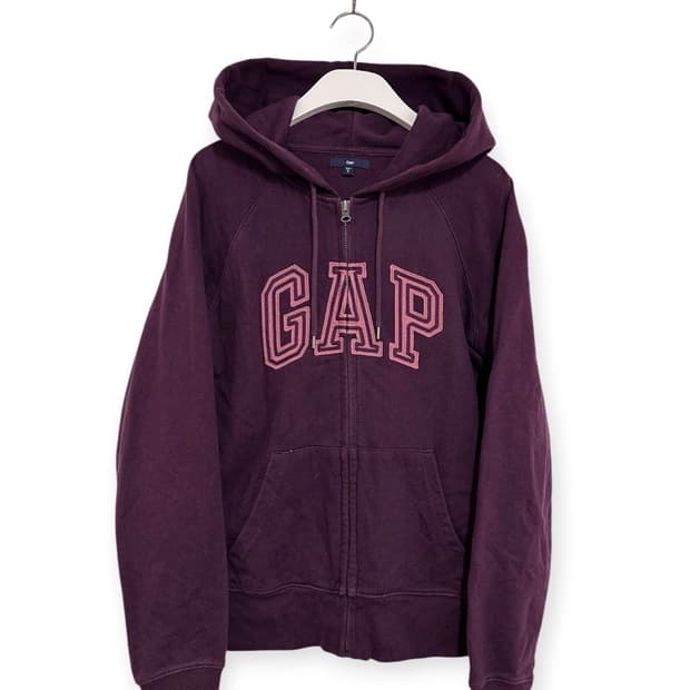 GAP 빅로고 버건디 후드집업