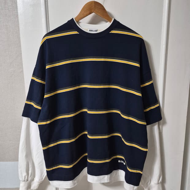 (F) 앵글런 라운드 레이어링 스트라이프 롱슬리브