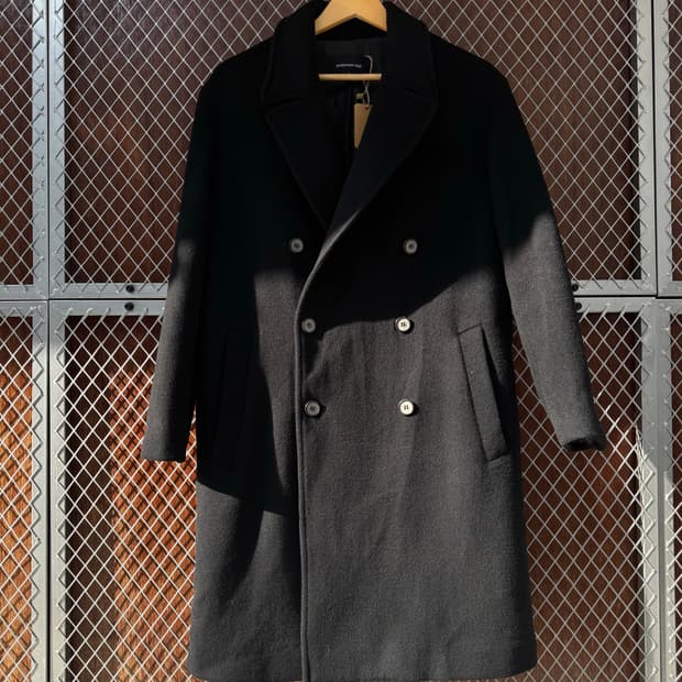 앤더슨벨 조나스 오버핏 캐시미어 블랙 롱 더플 코트 S