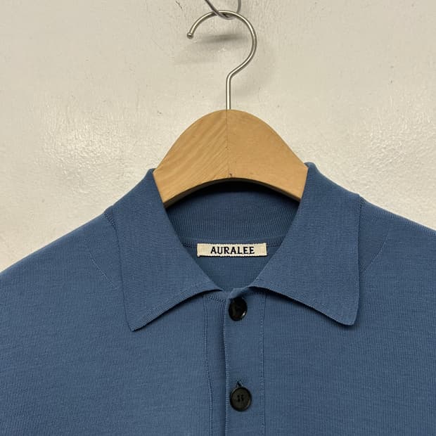 오라리 하이 게이지 니트 슬리브리스 폴로