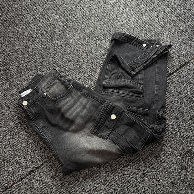 빈티지 아카이브 멀티 포켓 와이드 카고 데님 팬츠 2422