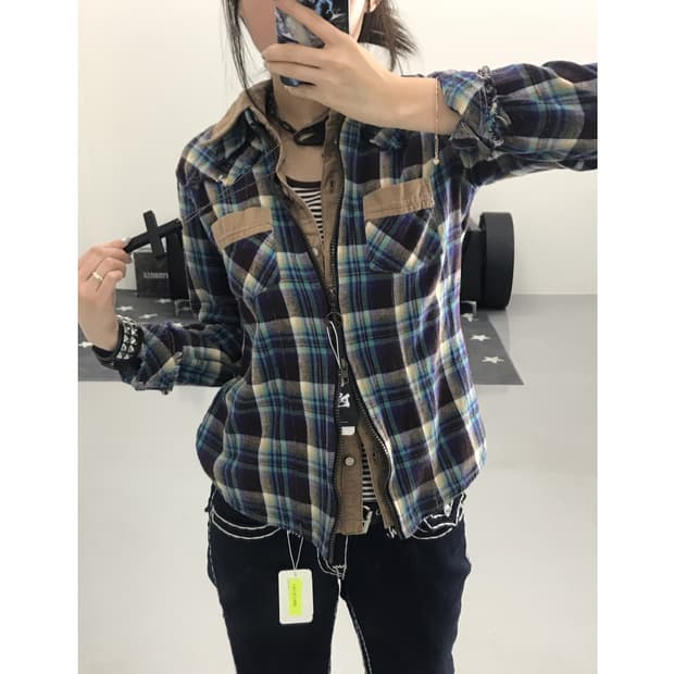 Sky Bomber Layer Checkered Shirts