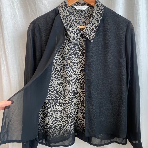 레오파드 레이어 블라우스(L)