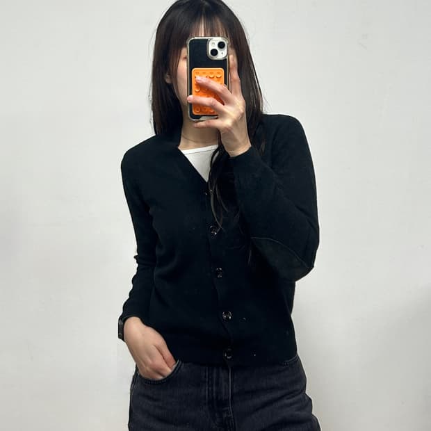 메종 마르지엘라 엘보 패치 가디건 블랙